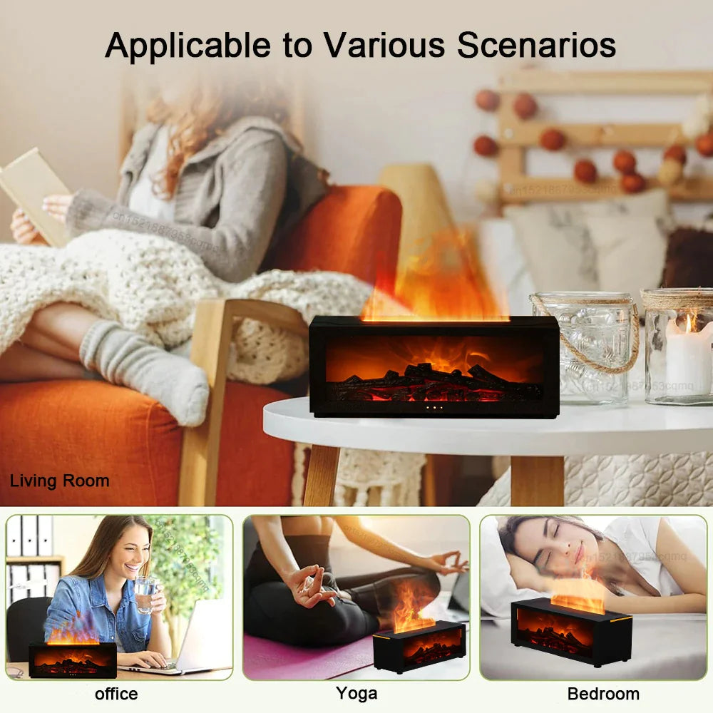 "Glowmist " Fireplace Flame Humidifier with Remote & Aromatherapy