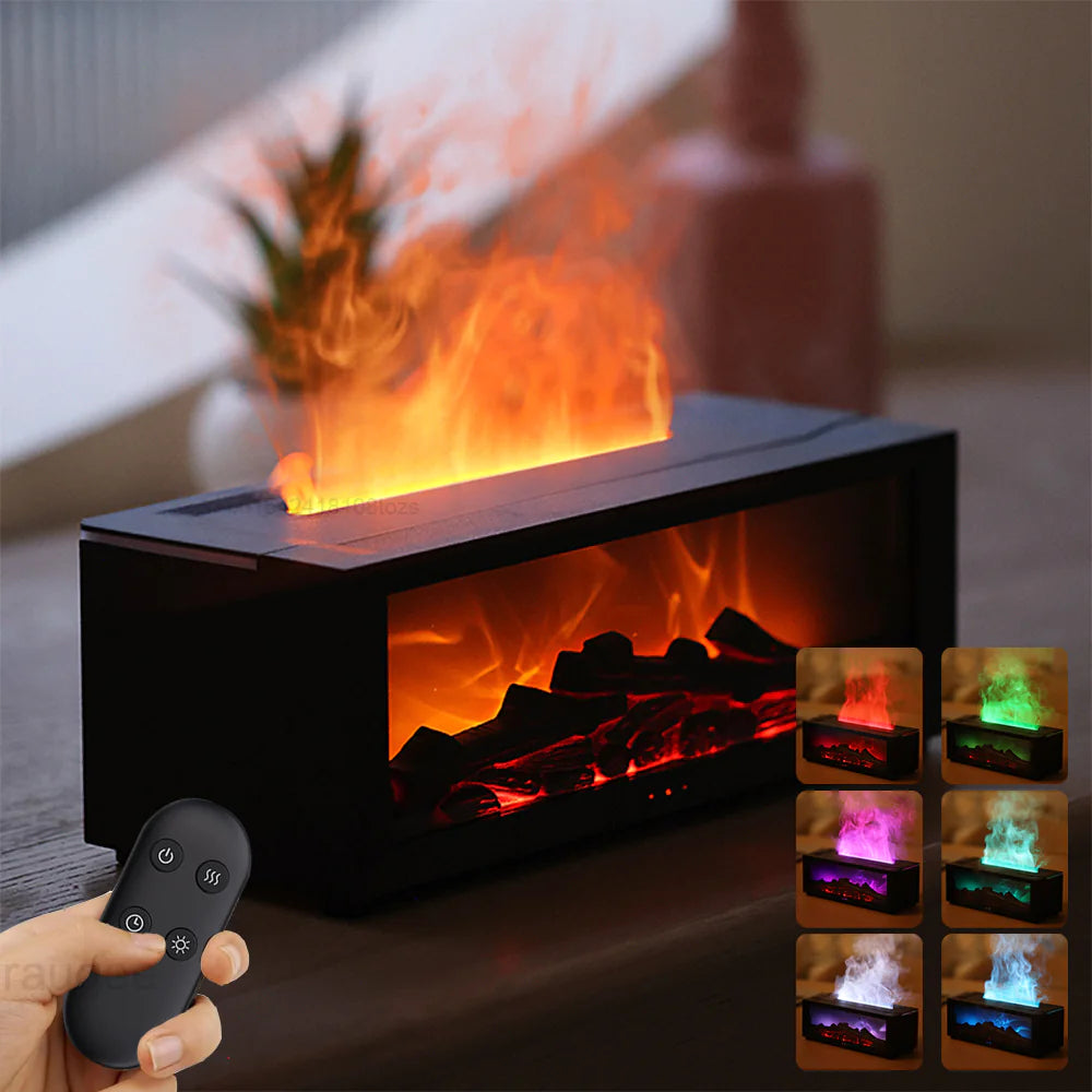 "Glowmist " Fireplace Flame Humidifier with Remote & Aromatherapy