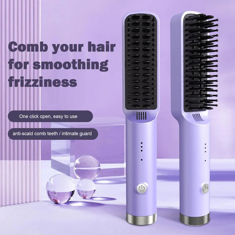 "HeatWave" Fast Heated Straightener Brush Hair