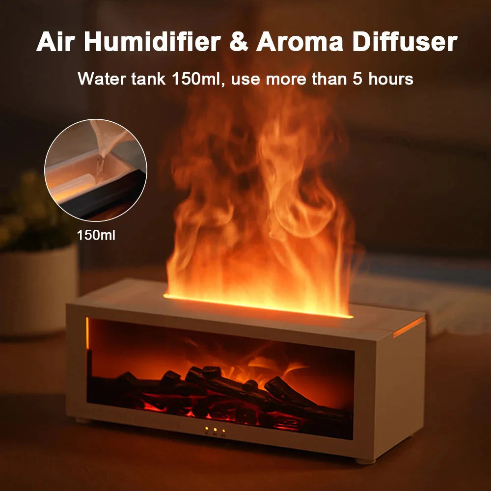 "Glowmist " Fireplace Flame Humidifier with Remote & Aromatherapy